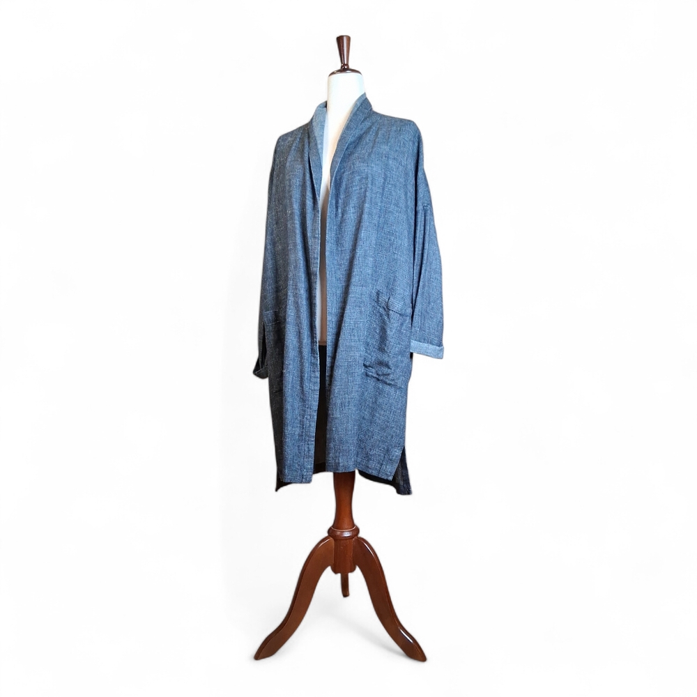 Eileen Fisher Tweedy Hemp Organic Cotton High Collar Cardigan Coat S/P